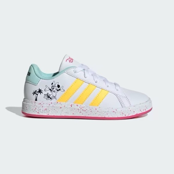 Adidas Shoes Kids 1 1/2 Girls Grand Court X Disney Low Top Sneakers ID8024 White - Picture 2 of 11